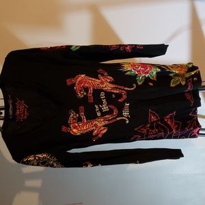 Ed Hardy 'The World is Mine/Yours' Long-sleeve V-neck knit Shirt. Size L